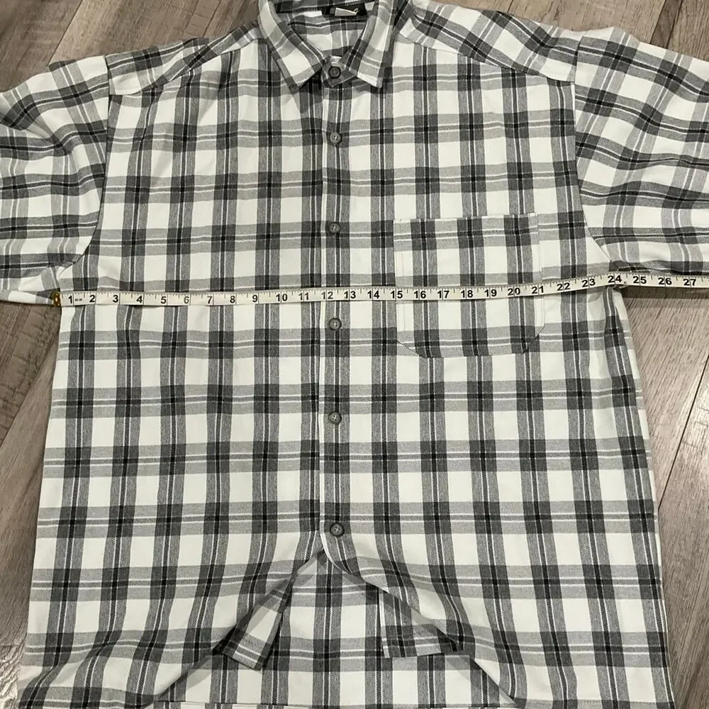 90s vintage saga plaid men’s‎ shirt button up short sleeve size XL 100% cotton